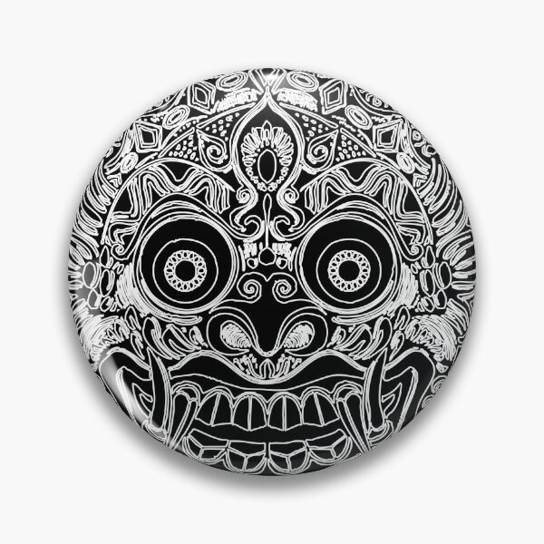 Item preview, White Thai Demon Mask Tattoo Design – Sacred Mythical Art Linework Jaguar Warrior Tribal Mask – Sacred Geometric Tattoo Art designed and sold by Bspaces.