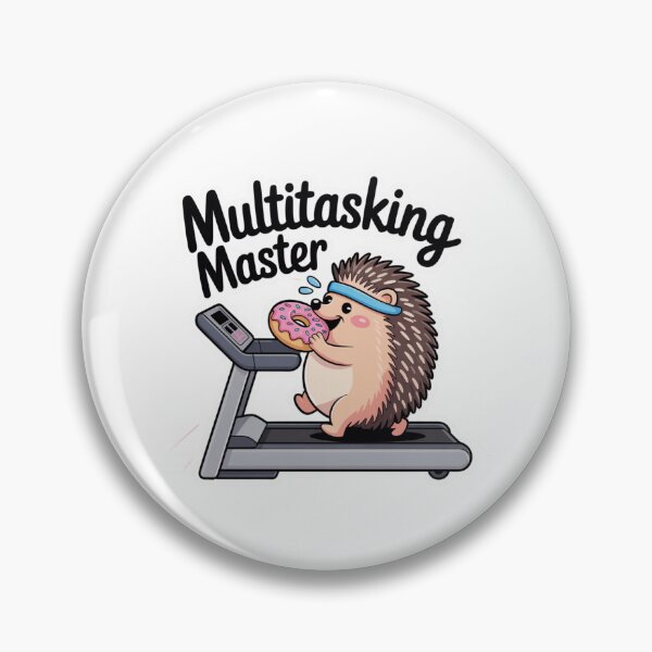 Item preview, Multitasking Master – Cute Hedgehog Eating Donut on Treadmill designed and sold by ArtByYunus.