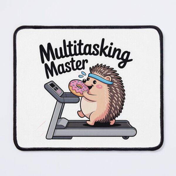 Item preview, Multitasking Master – Cute Hedgehog Eating Donut on Treadmill designed and sold by ArtByYunus.