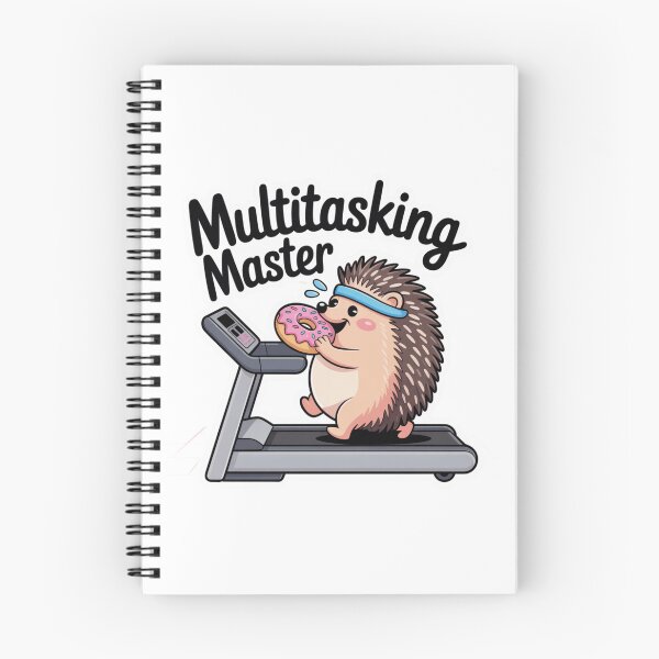 Item preview, Multitasking Master – Cute Hedgehog Eating Donut on Treadmill designed and sold by ArtByYunus.