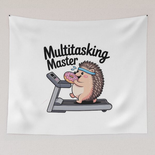 Item preview, Multitasking Master – Cute Hedgehog Eating Donut on Treadmill designed and sold by ArtByYunus.