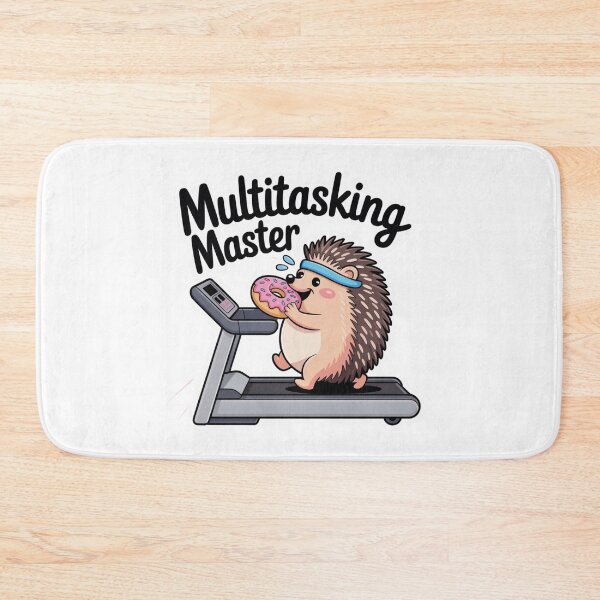 Item preview, Multitasking Master – Cute Hedgehog Eating Donut on Treadmill designed and sold by ArtByYunus.