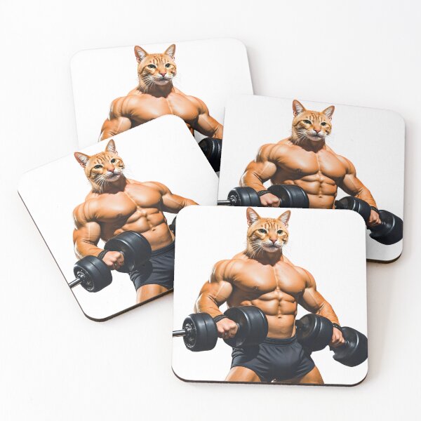 Item preview, Bulk Muscle Cat Flexing with Dumbbells designed and sold by Skyla007.