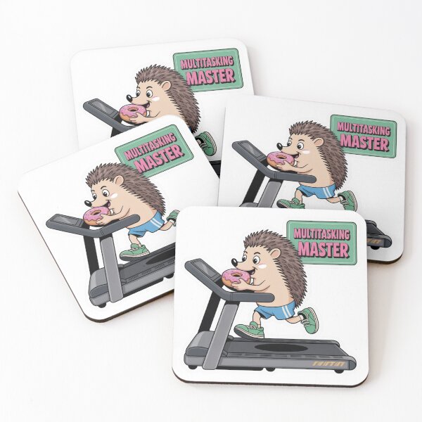 Item preview, Multitasking Master – Cute Hedgehog Eating Donut on Treadmill designed and sold by ArtByYunus.