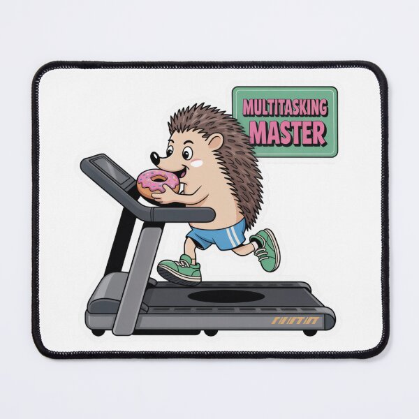 Item preview, Multitasking Master – Cute Hedgehog Eating Donut on Treadmill designed and sold by ArtByYunus.