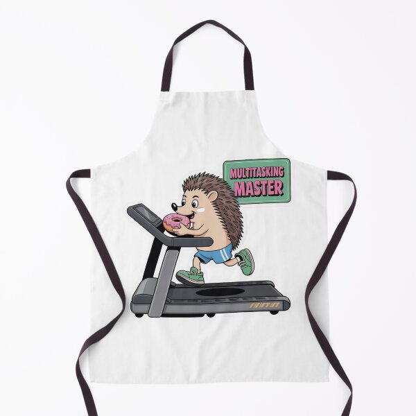 Item preview, Multitasking Master – Cute Hedgehog Eating Donut on Treadmill designed and sold by ArtByYunus.
