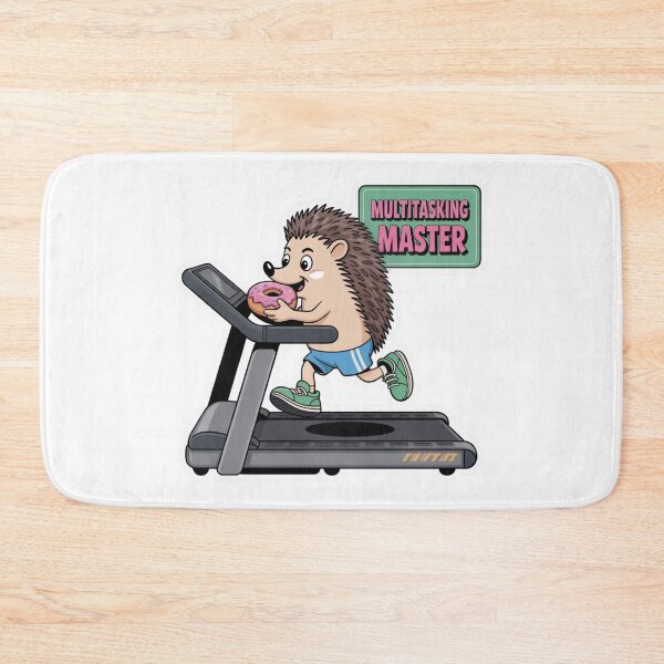 Item preview, Multitasking Master – Cute Hedgehog Eating Donut on Treadmill designed and sold by ArtByYunus.