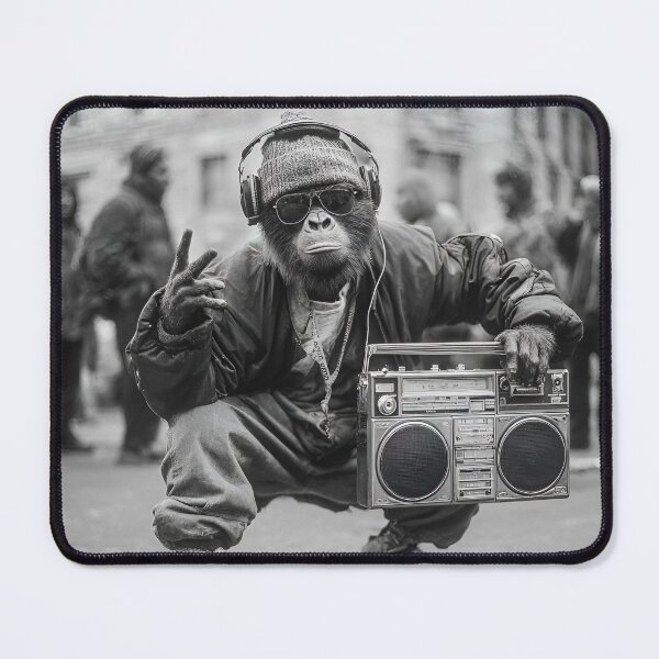 Item preview, Black And White Hip Hop Monkey Art designed and sold by RockFireMerch.
