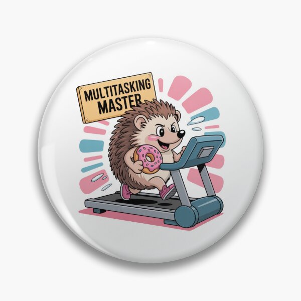 Item preview, Multitasking Master – Cute Hedgehog Eating Donut on Treadmill designed and sold by ArtByYunus.