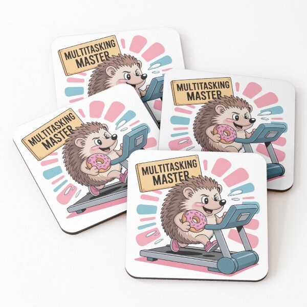 Item preview, Multitasking Master – Cute Hedgehog Eating Donut on Treadmill designed and sold by ArtByYunus.