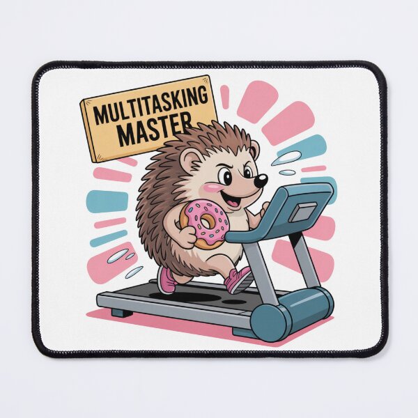 Item preview, Multitasking Master – Cute Hedgehog Eating Donut on Treadmill designed and sold by ArtByYunus.
