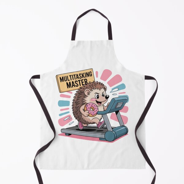 Item preview, Multitasking Master – Cute Hedgehog Eating Donut on Treadmill designed and sold by ArtByYunus.