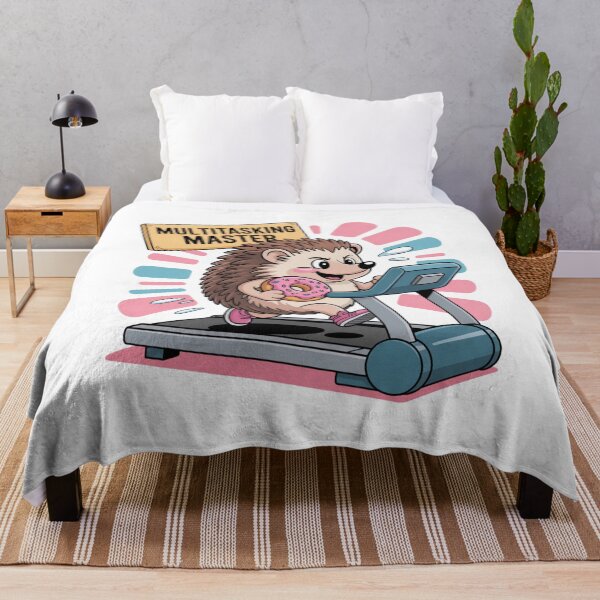 Item preview, Multitasking Master – Cute Hedgehog Eating Donut on Treadmill designed and sold by ArtByYunus.