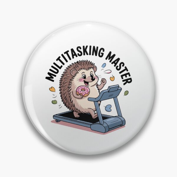 Item preview, Multitasking Master – Cute Hedgehog Eating Donut on Treadmill designed and sold by ArtByYunus.