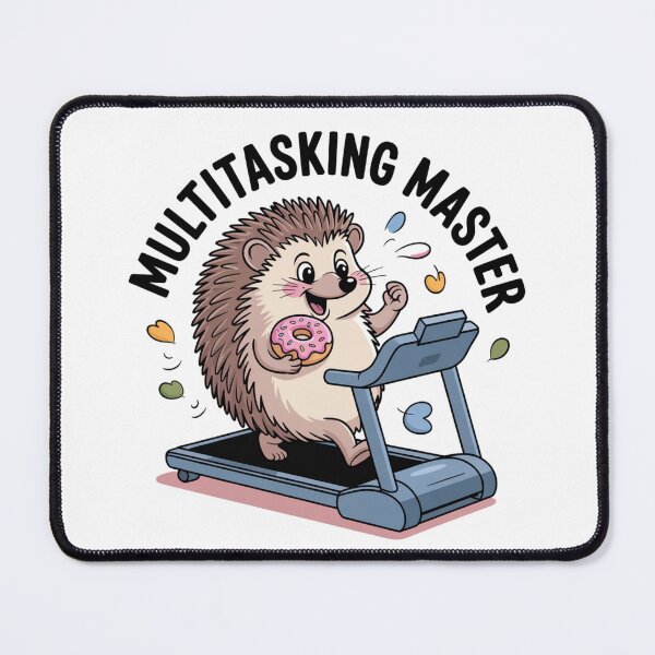 Item preview, Multitasking Master – Cute Hedgehog Eating Donut on Treadmill designed and sold by ArtByYunus.