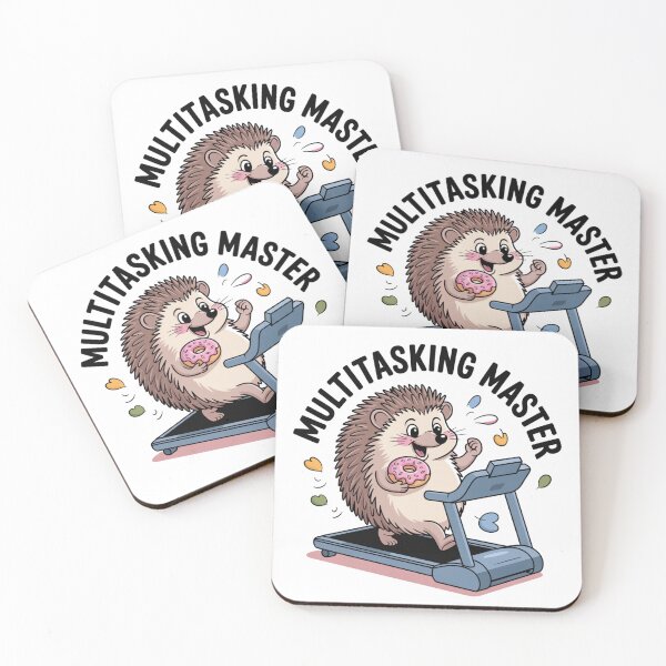 Item preview, Multitasking Master – Cute Hedgehog Eating Donut on Treadmill designed and sold by ArtByYunus.