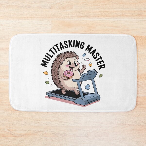 Item preview, Multitasking Master – Cute Hedgehog Eating Donut on Treadmill designed and sold by ArtByYunus.
