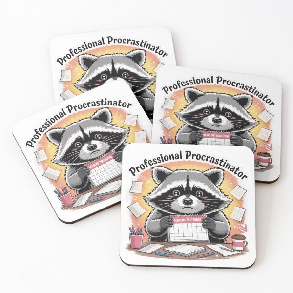 Item preview, Professional Procrastinator – Raccoon Deadline Chaos designed and sold by ArtByYunus.