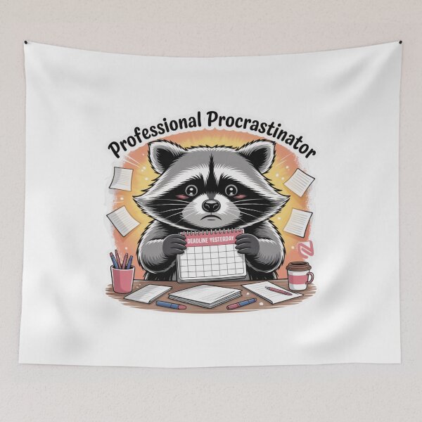 Item preview, Professional Procrastinator – Raccoon Deadline Chaos designed and sold by ArtByYunus.