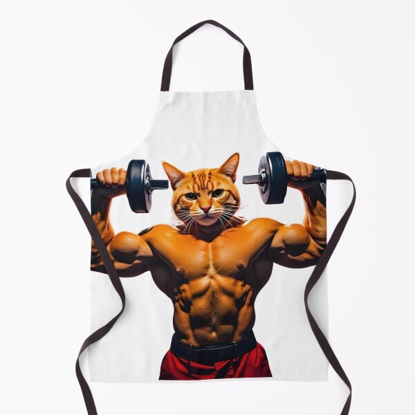 Item preview, Buff Feline Flex: Muscular Cat with Dumbbells designed and sold by Skyla007.
