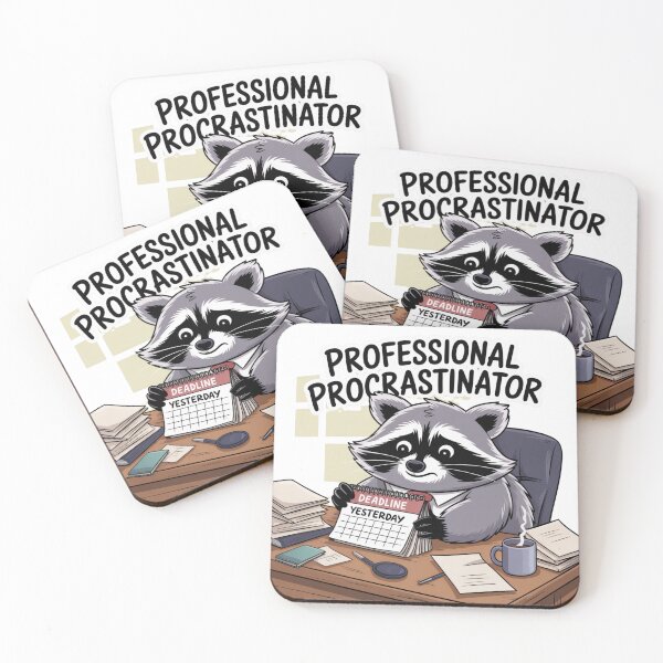 Item preview, Professional Procrastinator – Raccoon Deadline Chaos designed and sold by ArtByYunus.