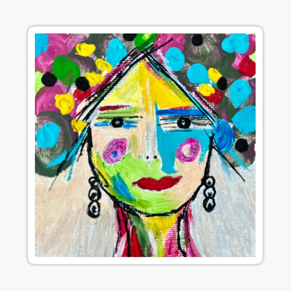 Item preview, Colorful Woman - Abstract art  designed and sold by CathPainting.