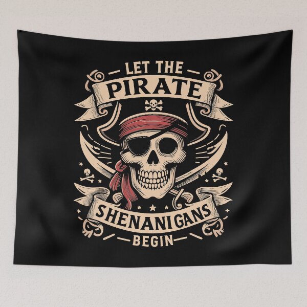 Item preview, Halloween Skull Let The Pirate Shenanigans Begin designed and sold by chung2525.