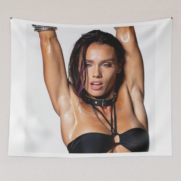 Item preview,  Beautiful sexy gym woman posing with her arms up showing her armpits sweating designed and sold by Vintage Designs +.