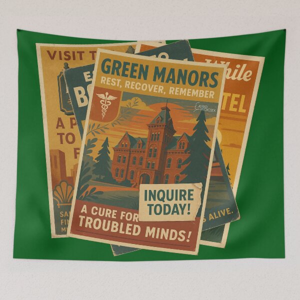 Item preview, Spellbound Green Manors Retro Travel Poster Art designed and sold by Cult23.