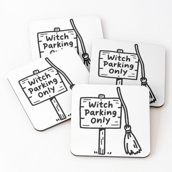 Item preview, Witch broom parking sign doodle designed and sold by BibbleBambie.