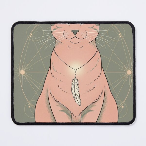 Item preview, Third Eye Cat with Feather – Dusty Pink, Sage & Sacred Geometry designed and sold by aluzia.design.