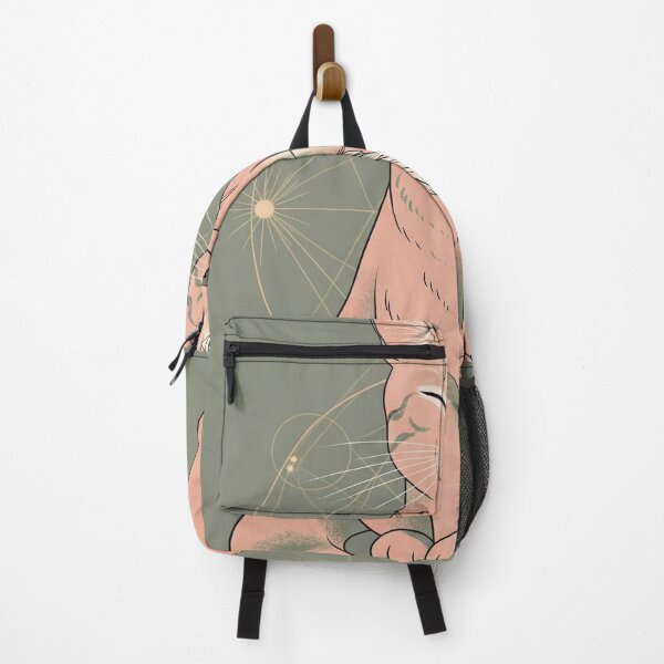 Item preview, Third Eye Cat with Feather – Dusty Pink, Sage & Sacred Geometry designed and sold by aluzia.design.