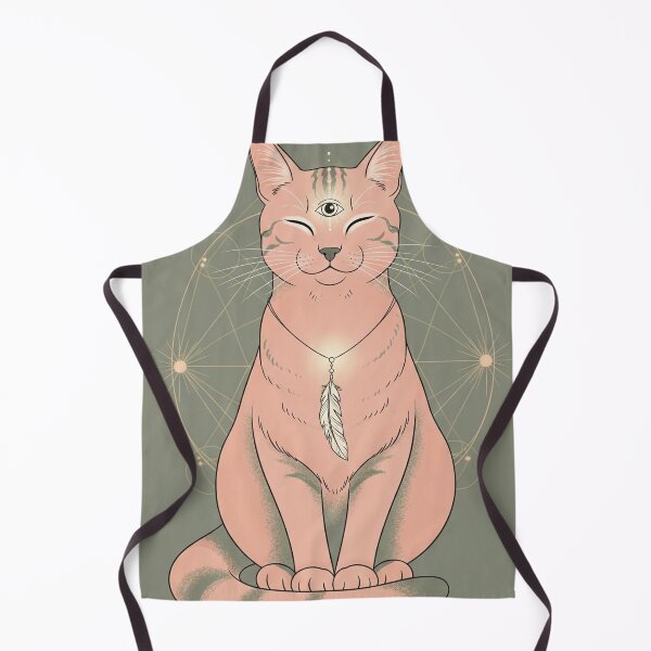 Item preview, Third Eye Cat with Feather – Dusty Pink, Sage & Sacred Geometry designed and sold by 	aluzia.design.