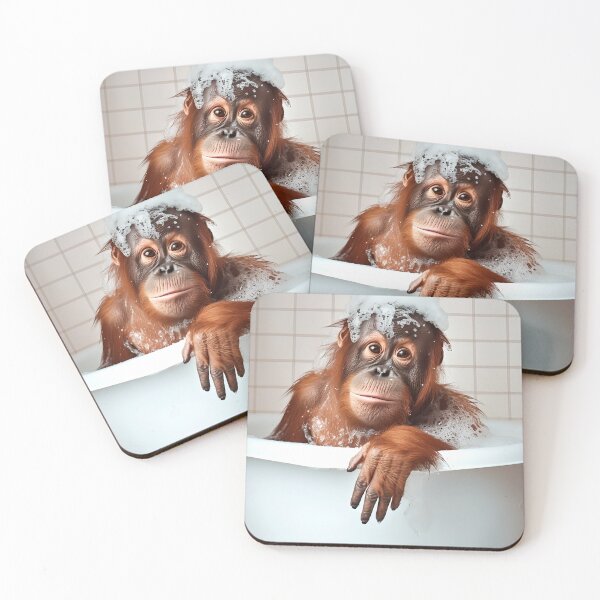 Item preview, Orangutan Ape Taking a Bath, Cute Bathroom Decor designed and sold by CheekyAnimalz.