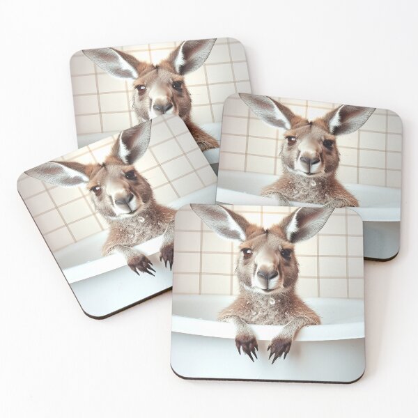 Item preview, Kangaroo Taking a Bath, Cute Bathroom Decor designed and sold by CheekyAnimalz.