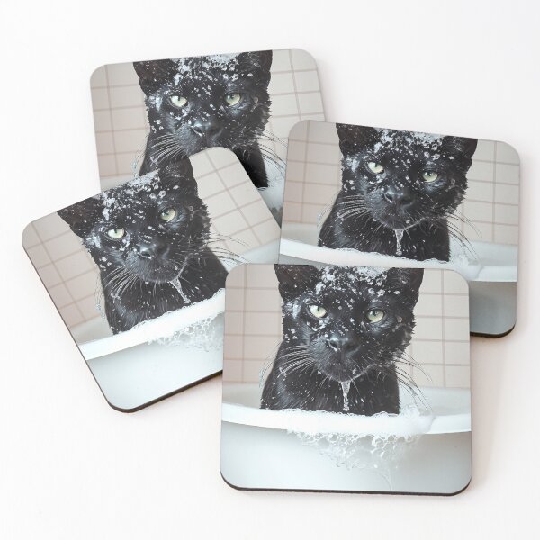 Item preview, Black Panther Taking a Bath, Cute Bathroom Decor designed and sold by CheekyAnimalz.
