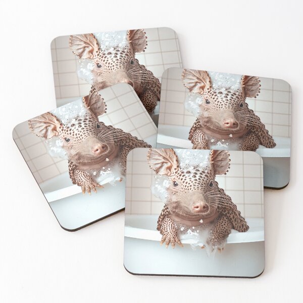 Item preview, Armadillo Taking a Bath, Cute Bathroom Decor designed and sold by CheekyAnimalz.