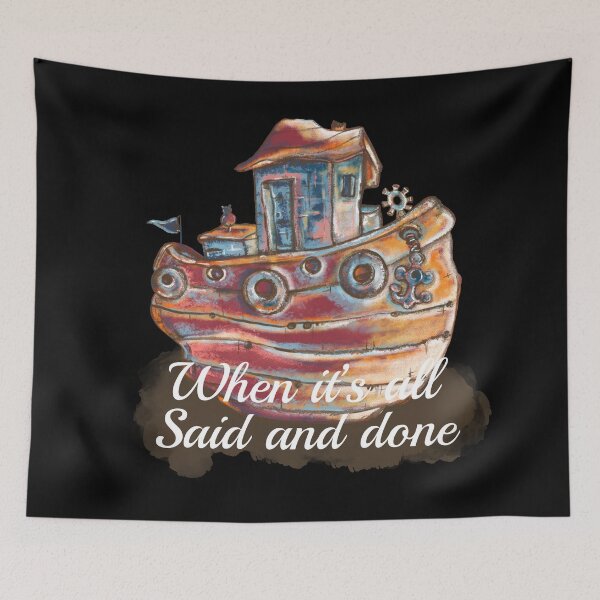 Item preview, When it’s all said and done, boat, cat cartoon designed and sold by DebbieJoyArt.