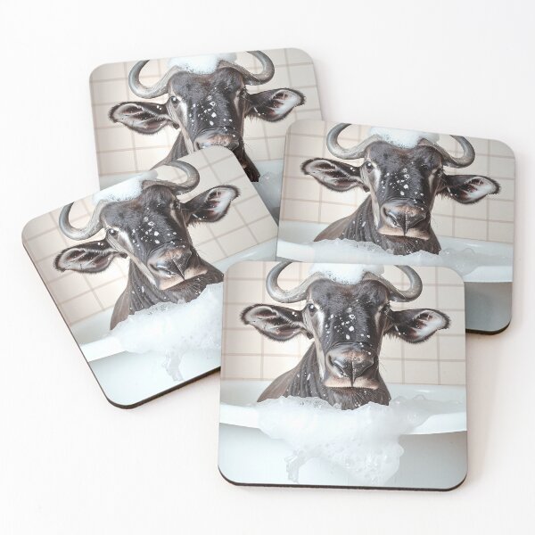 Item preview, Wildebeest Gnu Taking a Bath, Cute Bathroom Decor designed and sold by CheekyAnimalz.
