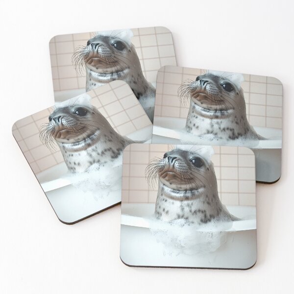 Item preview, Seal Taking a Bath, Cute Bathroom Decor designed and sold by CheekyAnimalz.
