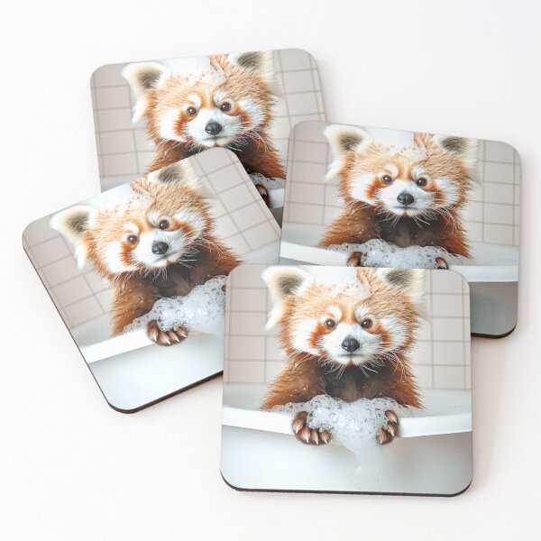 Item preview, Red Panda Taking a Bath, Cute Bathroom Decor designed and sold by CheekyAnimalz.
