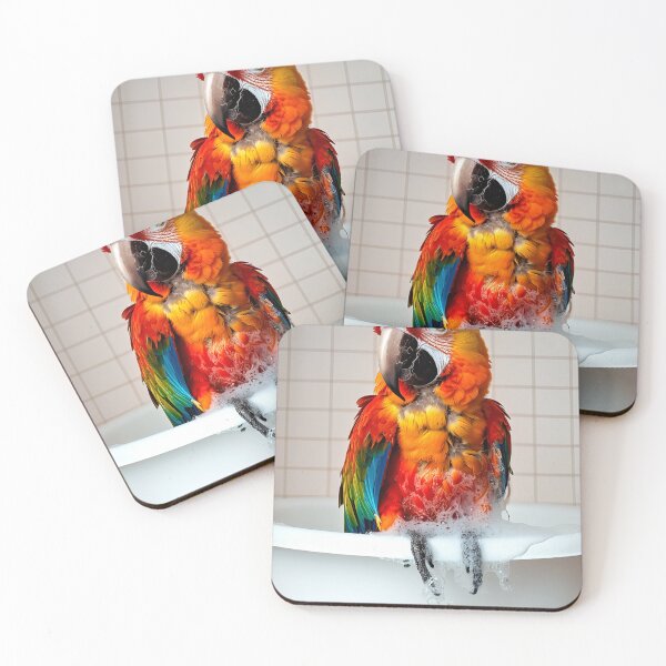 Item preview, Parrot Taking a Bath, Cute Bathroom Decor designed and sold by CheekyAnimalz.