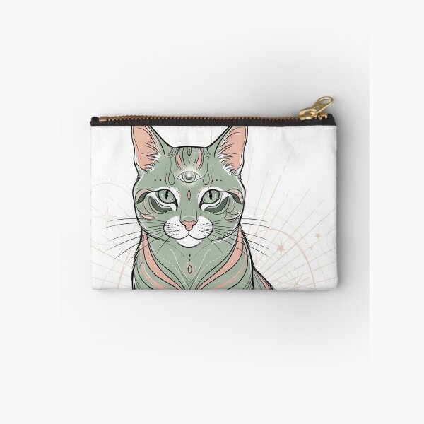 Item preview, Cat with Golden Scarab and Third Eye – Minimalist Cosmic Art - Third Eye Cat with Golden Scarab – Celestial Minimalist Art designed and sold by 	aluzia.design.