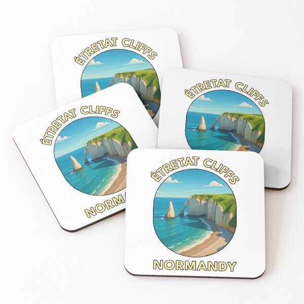 Item preview, Étretat Cliffs, Normandy Coast – Scenic French Seaside Vector Art designed and sold by inkNext.
