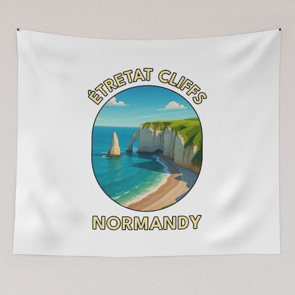 Item preview, Étretat Cliffs, Normandy Coast – Scenic French Seaside Vector Art designed and sold by inkNext.