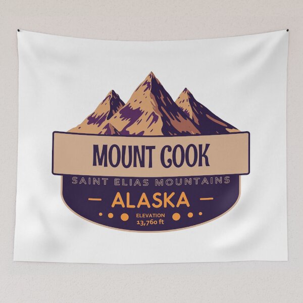 Artikelvorschau, Mount Cook, Saint Elias Mountains, Alaska, Bergabzeichen entworfen und verkauft von Wanderful-roads.