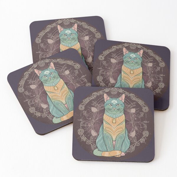 Item preview, Sacred Ceremony Cat with Scarab – Alchemy, Geometry & Vision designed and sold by 	aluzia.design.