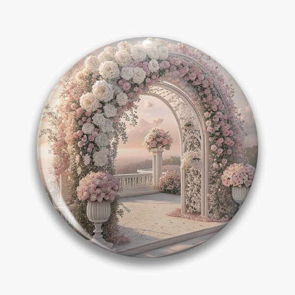 Item preview, A beautiful wedding arch decorated with pink and white flowers designed and sold by Merrylands Artshop.
