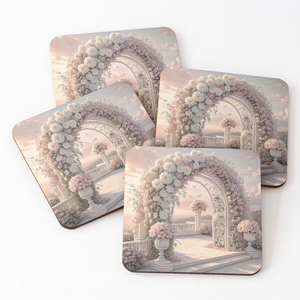 Item preview, A beautiful wedding arch decorated with pink and white flowers designed and sold by Merrylands Artshop.