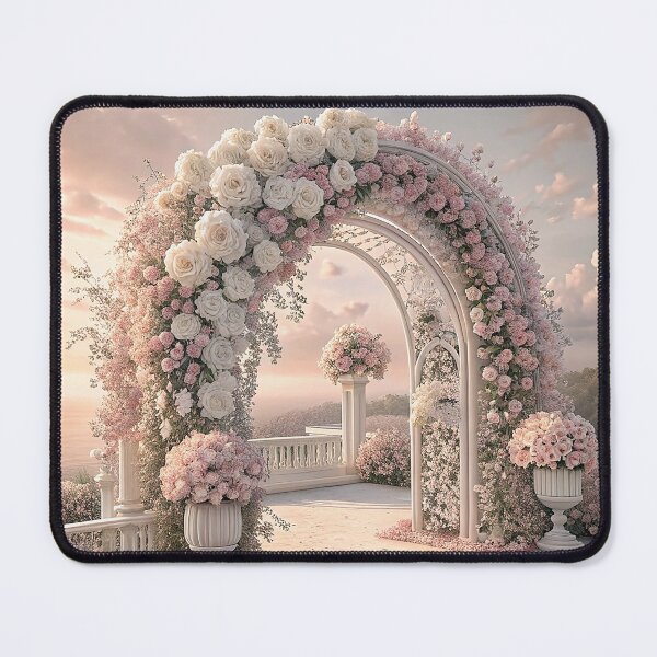 Item preview, A beautiful wedding arch decorated with pink and white flowers designed and sold by Merrylands Artshop.